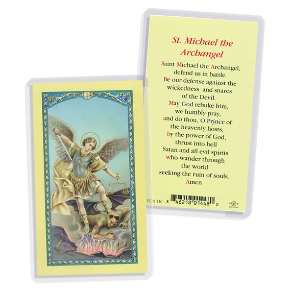 LAMINATED HOLY CARD - ST. MICHAEL THE ARCHANGEL